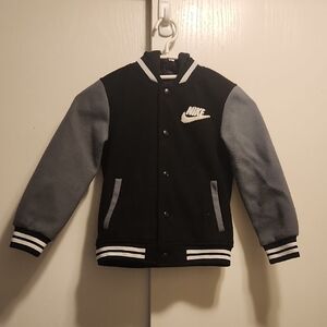 Nike Kids Black and Gray Varsity Jacket